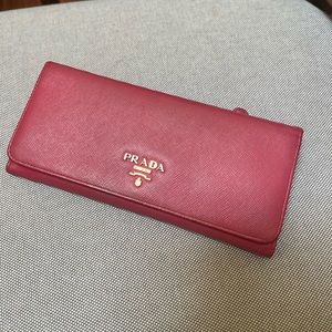 Prada Long Wallet in Hot Pink Saffiano Leather 💕